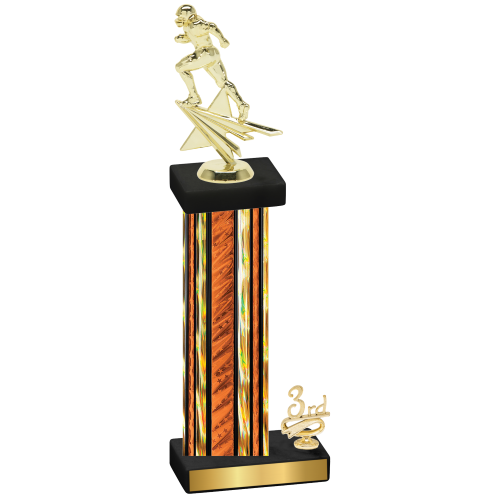 Accented Single Orange Glacier Third Place Football Trophy