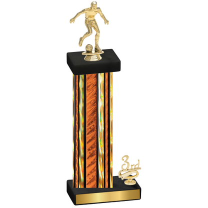 Accented Single Orange Glacier Third Place Soccer Trophy