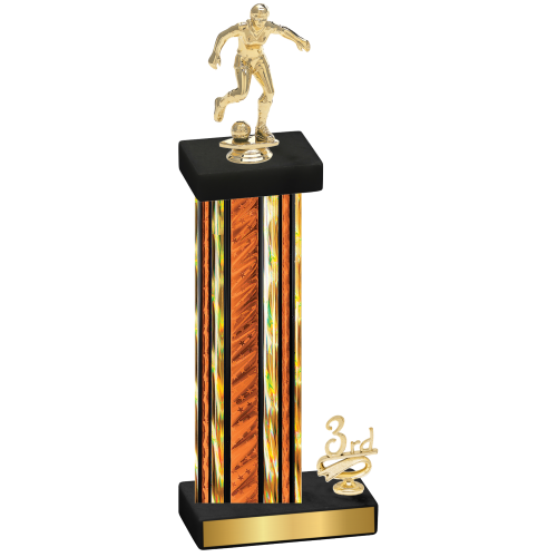 Accented Single Orange Glacier Third Place Soccer Trophy