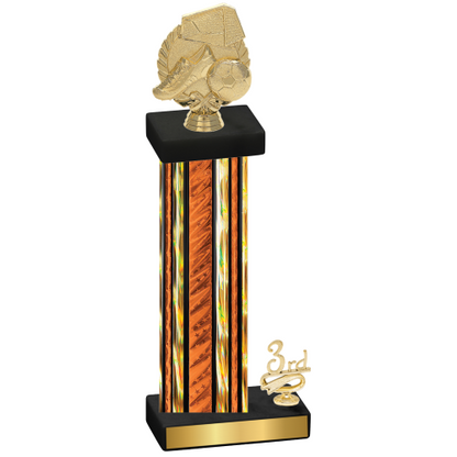 Accented Single Orange Glacier Third Place Soccer Trophy