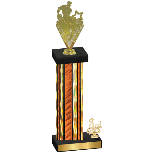 Accented Single Orange Glacier Third Place Rugby Trophy