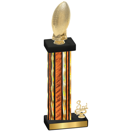 Accented Single Orange Glacier Third Place Football Trophy