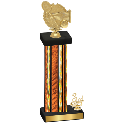 Accented Single Orange Glacier Third Place Tennis Trophy