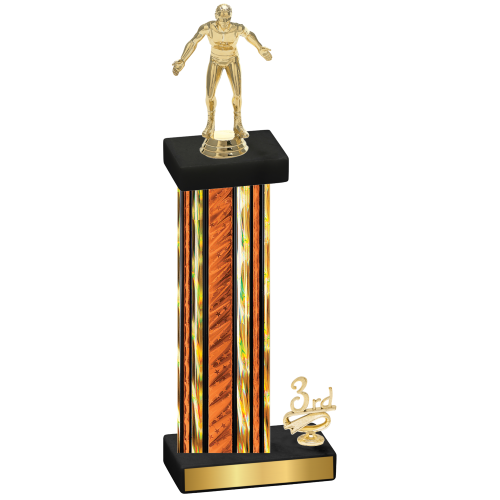 Accented Single Orange Glacier Third Place Wrestling Trophy