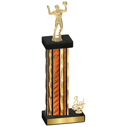 Accented Single Orange Glacier Third Place Volleyball Trophy