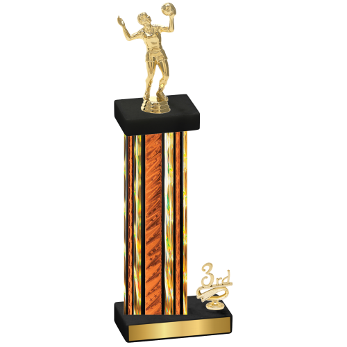 Accented Single Orange Glacier Third Place Volleyball Trophy