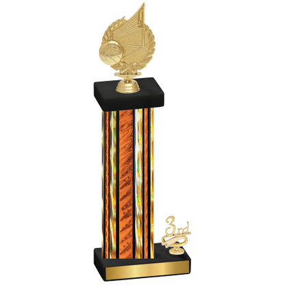 Accented Single Orange Glacier Third Place Volleyball Trophy