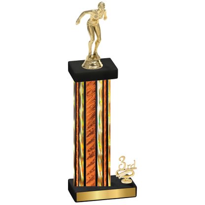 Accented Single Orange Glacier Third Place Tennis Trophy