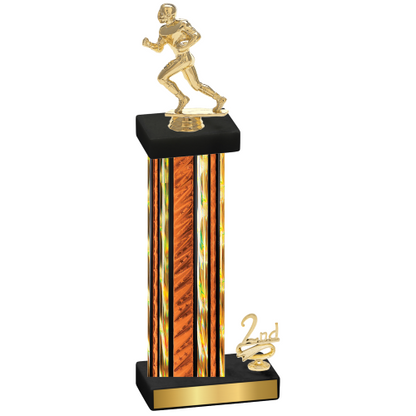 Accented Single Orange Glacier Second Place Football Trophy