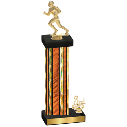 Accented Single Orange Glacier Third Place Football Trophy