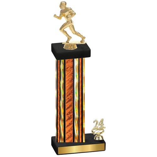 Accented Single Orange Glacier Year Football Trophy