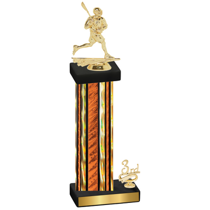 Accented Single Orange Glacier Third Place Lacrosse Trophy
