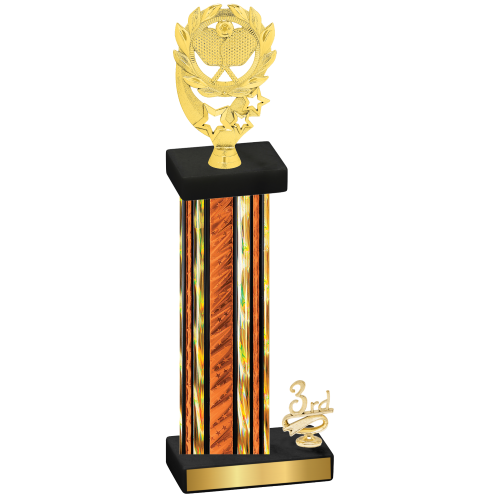 Accented Single Orange Glacier Third Place Pickleball Trophy