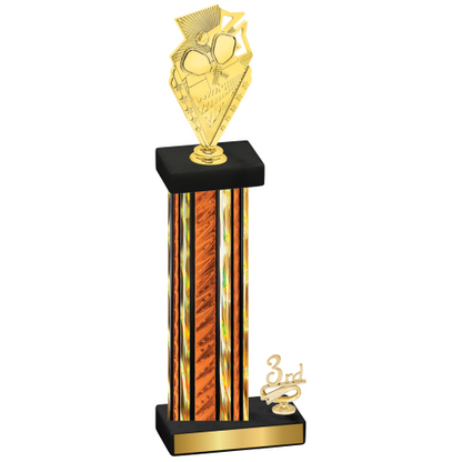 Accented Single Orange Glacier Third Place Pickleball Trophy