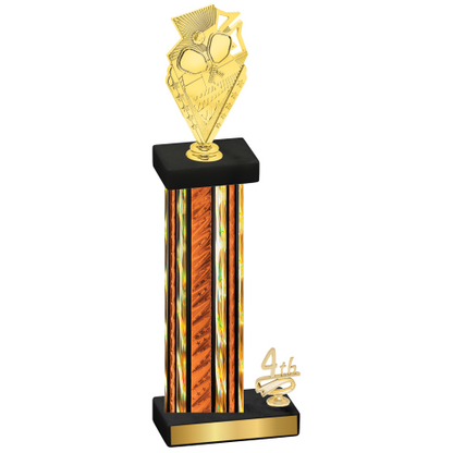 Accented Single Orange Glacier Fourth Place Pickleball Trophy