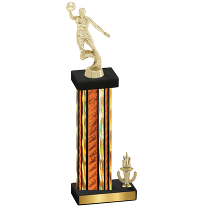 Accented Single Orange Glacier Victory Basketball Trophy