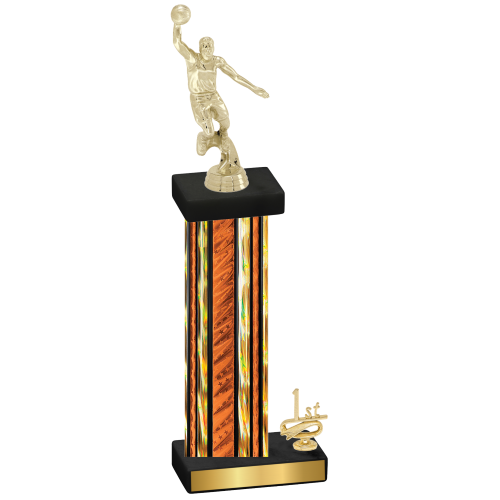 Accented Single Orange Glacier First Place Basketball Trophy