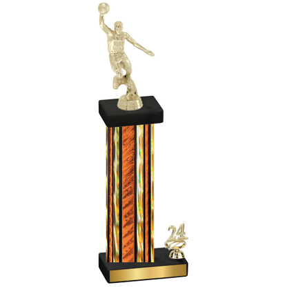 Accented Single Orange Glacier Year Basketball Trophy