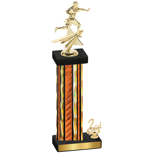 Accented Single Orange Glacier Second Place Flag Football Trophy