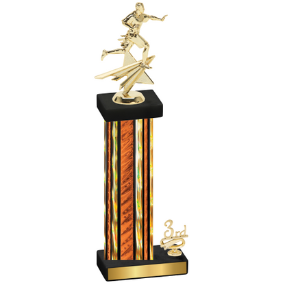 Accented Single Orange Glacier Third Place Flag Football Trophy