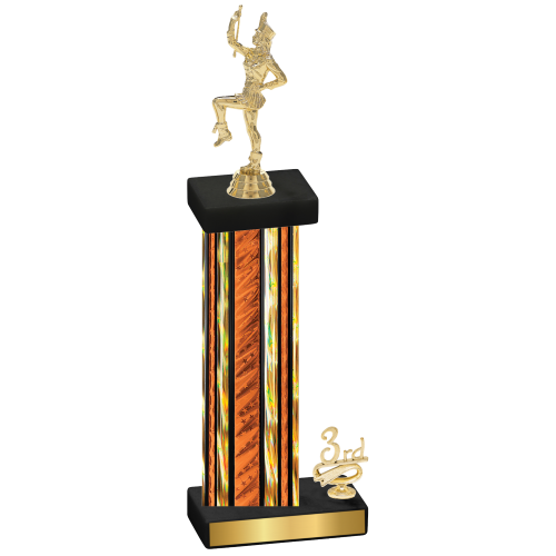 Accented Single Orange Glacier Third Place Majorette Trophy
