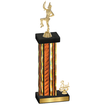 Accented Single Orange Glacier Third Place Majorette Trophy