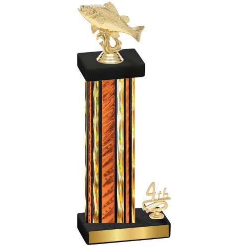 Accented Single Orange Glacier Fourth Place Fishing Trophy