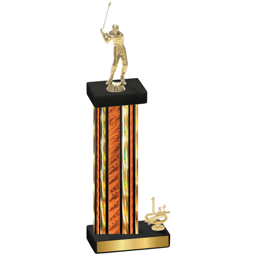 Accented Single Orange Glacier First Place Golf Trophy