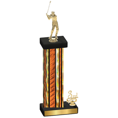 Accented Single Orange Glacier Third Place Golf Trophy