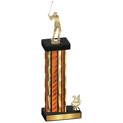 Accented Single Orange Glacier Year Golf Trophy