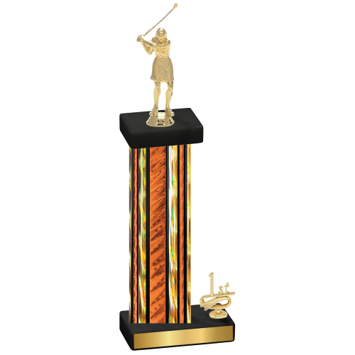 Accented Single Orange Glacier First Place Golf Trophy