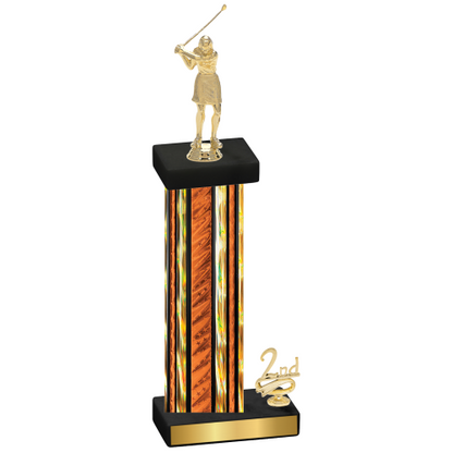 Accented Single Orange Glacier Second Place Golf Trophy