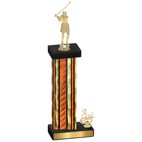 Accented Single Orange Glacier Third Place Golf Trophy