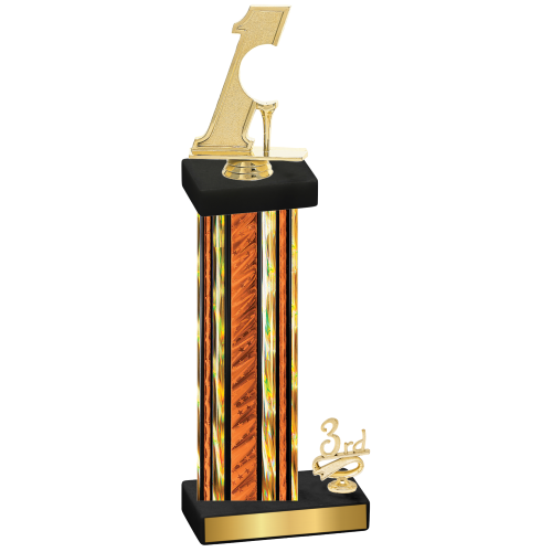 Accented Single Orange Glacier Third Place Golf Trophy