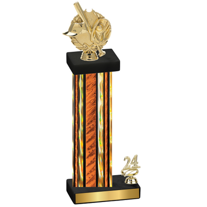 Accented Single Orange Glacier Year Baseball Trophy