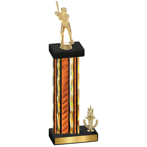 Accented Single Orange Glacier Victory Baseball Trophy