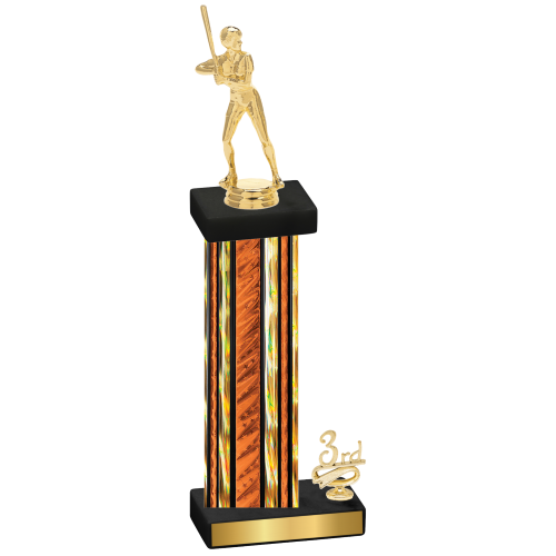 Accented Single Orange Glacier Third Place Softball Trophy