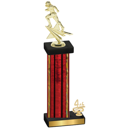 Accented Single Red Glacier Fourth Place Football Trophy