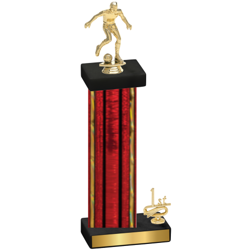 Accented Single Red Glacier First Place Soccer Trophy