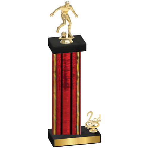 Accented Single Red Glacier Second Place Soccer Trophy