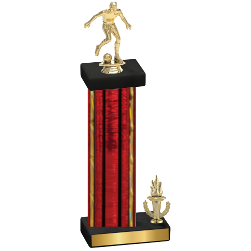 Accented Single Red Glacier Victory Soccer Trophy