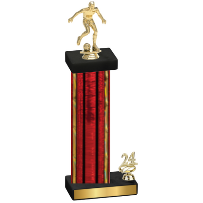 Accented Single Red Glacier Year Soccer Trophy