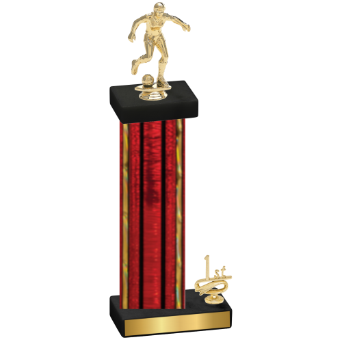 Accented Single Red Glacier First Place Soccer Trophy