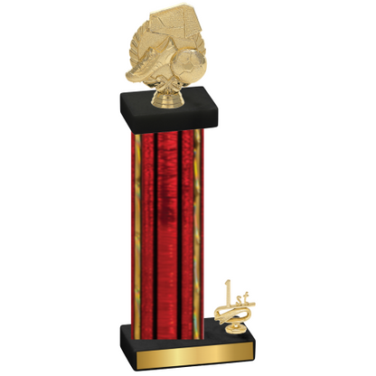 Accented Single Red Glacier First Place Soccer Trophy