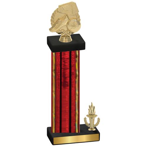 Accented Single Red Glacier Victory Soccer Trophy