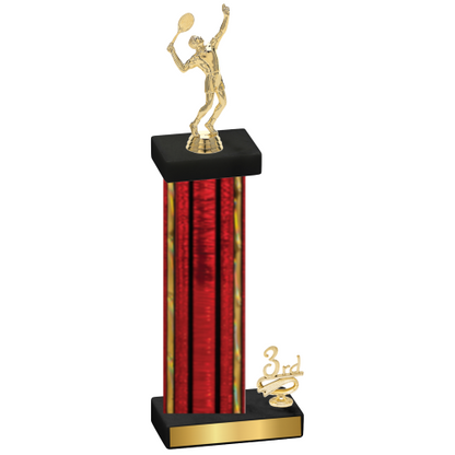 Accented Single Red Glacier Third Place Tennis Trophy