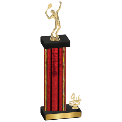 Accented Single Red Glacier Fourth Place Tennis Trophy