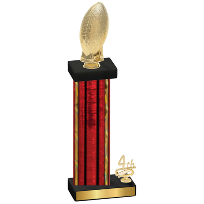 Accented Single Red Glacier Fourth Place Football Trophy