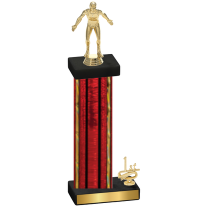 Accented Single Red Glacier First Place Wrestling Trophy