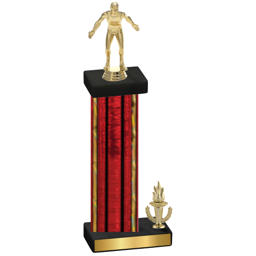 Accented Single Red Glacier Victory Wrestling Trophy